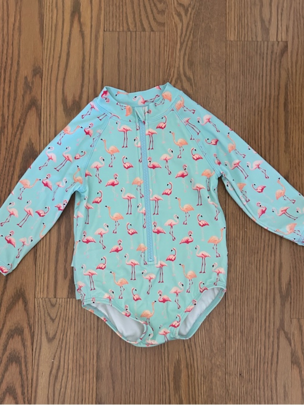 Janie & Jack Long Sleeve Flamingo Rash Guard Swimsuit 12-18 Mo
